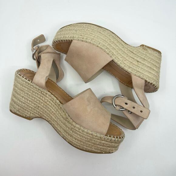 Dolce Vita Lesly Platform Wedge Sandals WMNS 6 Brown/Beige Slingback Ankle Strap - Picture 4 of 9